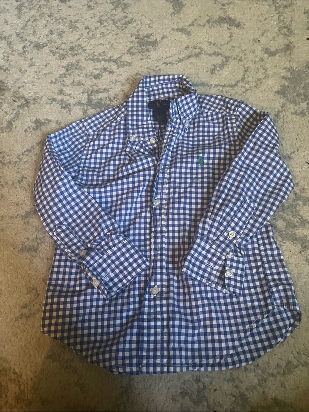 Ralph Lauren Blue and White Gingham Button-Down Shirt